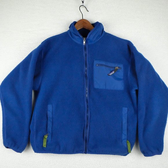 Patagonia Sweaters - Vintage Patagonia Sweater Womens 12 Blue Fleece Full Zip Pockets Outdoor Winter